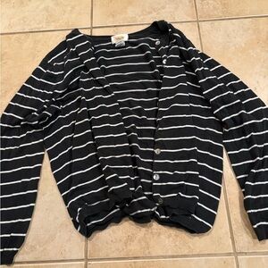 Talbots Black and White Striped Sweater